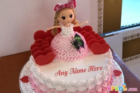 Latest Princess Doll Birthday Cake With Name Edit