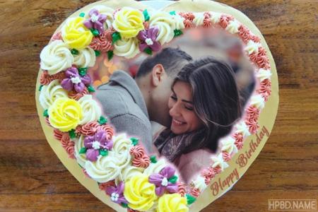 Creative Lovely Flower Birthday Cake With Photo Edit