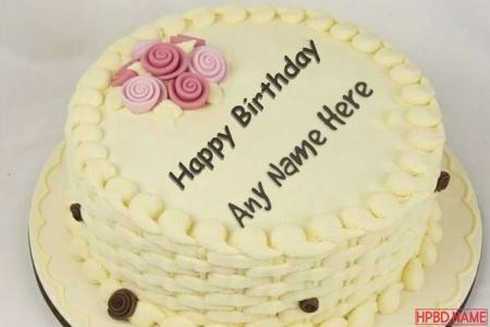 Simple Yellow Birthday Cake With Name Edit
