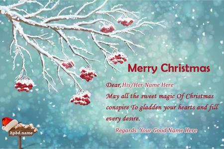Wish a Merry Christmas Card With Name Edit