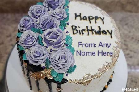 Elegant Purple Birthday Cake With Name