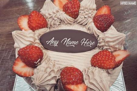Chocolate Fresh Strawberry Birthday Cake With Name Edit