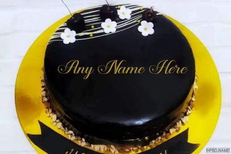 Sweet Dark Chocolate Birthday Cake With Name On It