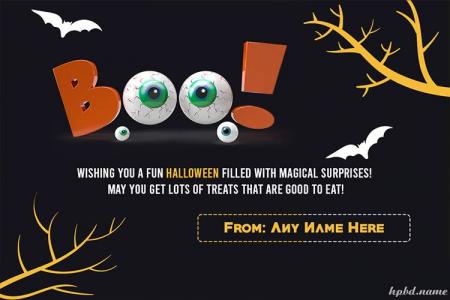 Boo Happy Halloween Scary Cards With Name Edit