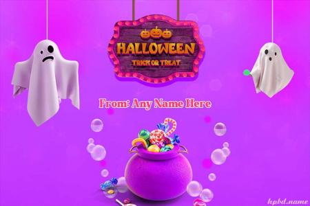 Happy Halloween Trick or Treat Cards With Name Editor