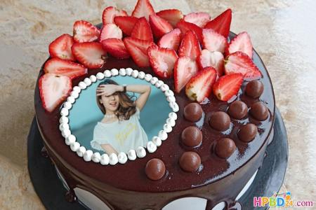 Strawberry Chocolate Birthday Cake Photo Frame