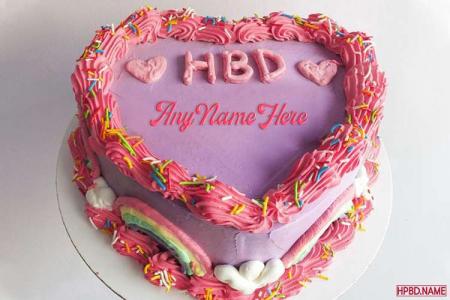 Pink Heart Shaped Birthday Cake With Name Edit